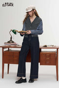 Dark Blue Straight Cigarette Jeans