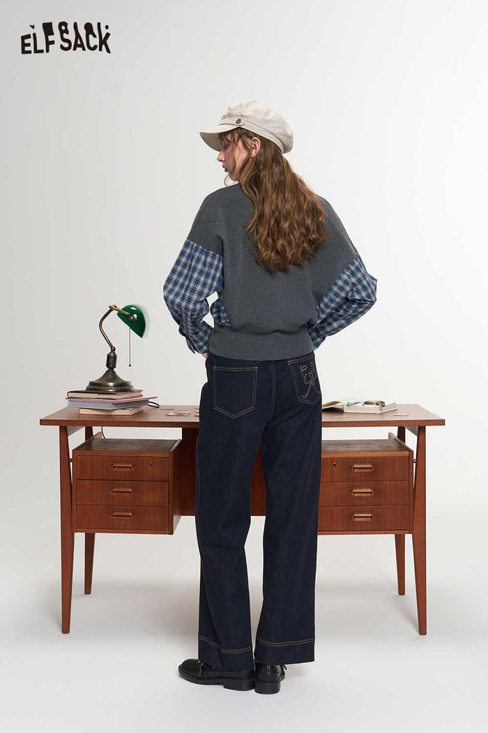 Dark Blue Straight Cigarette Jeans