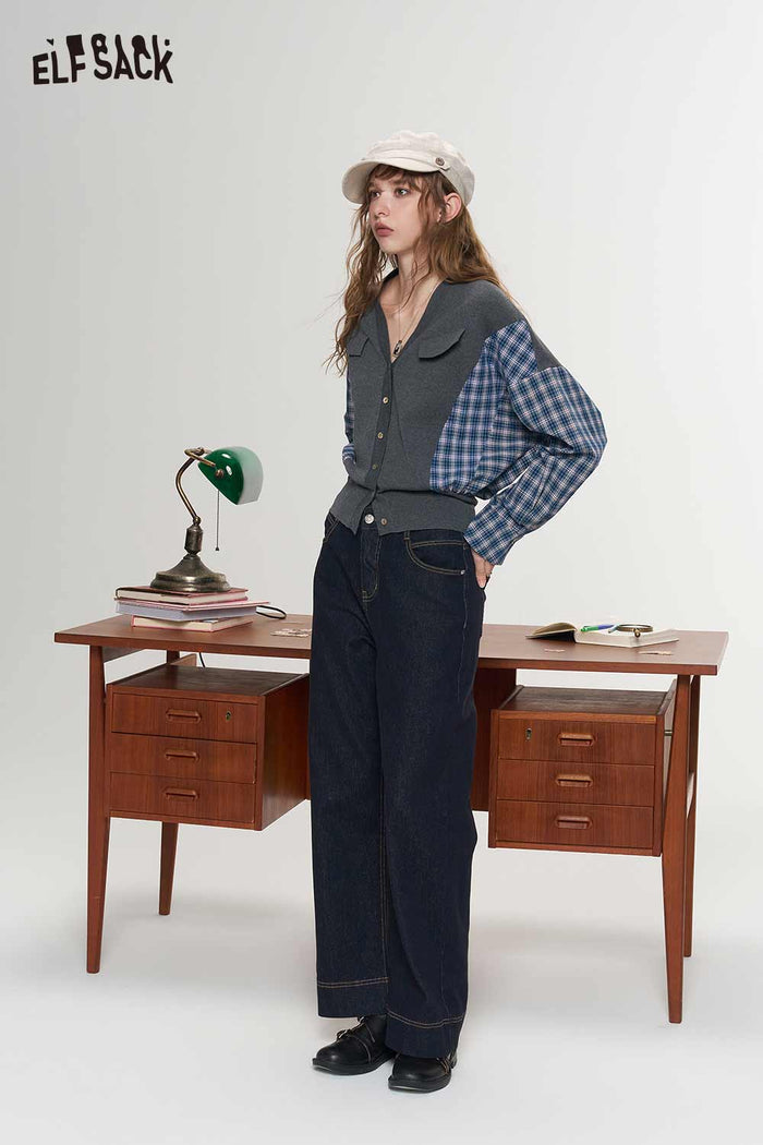Dark Blue Straight Cigarette Jeans