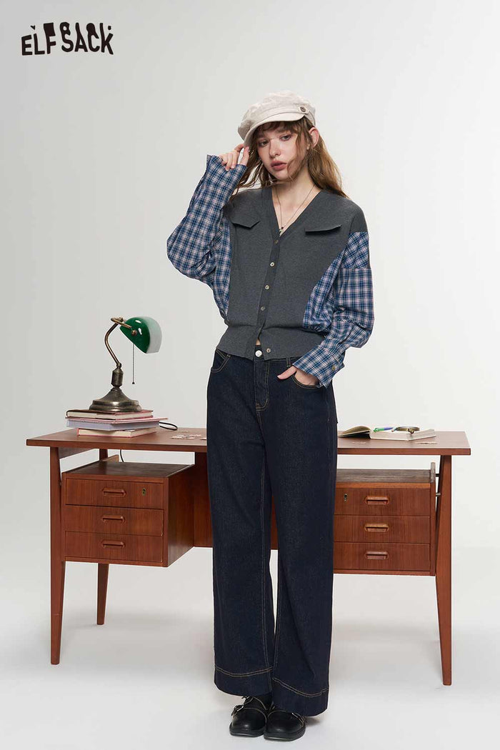 Dark Blue Straight Cigarette Jeans