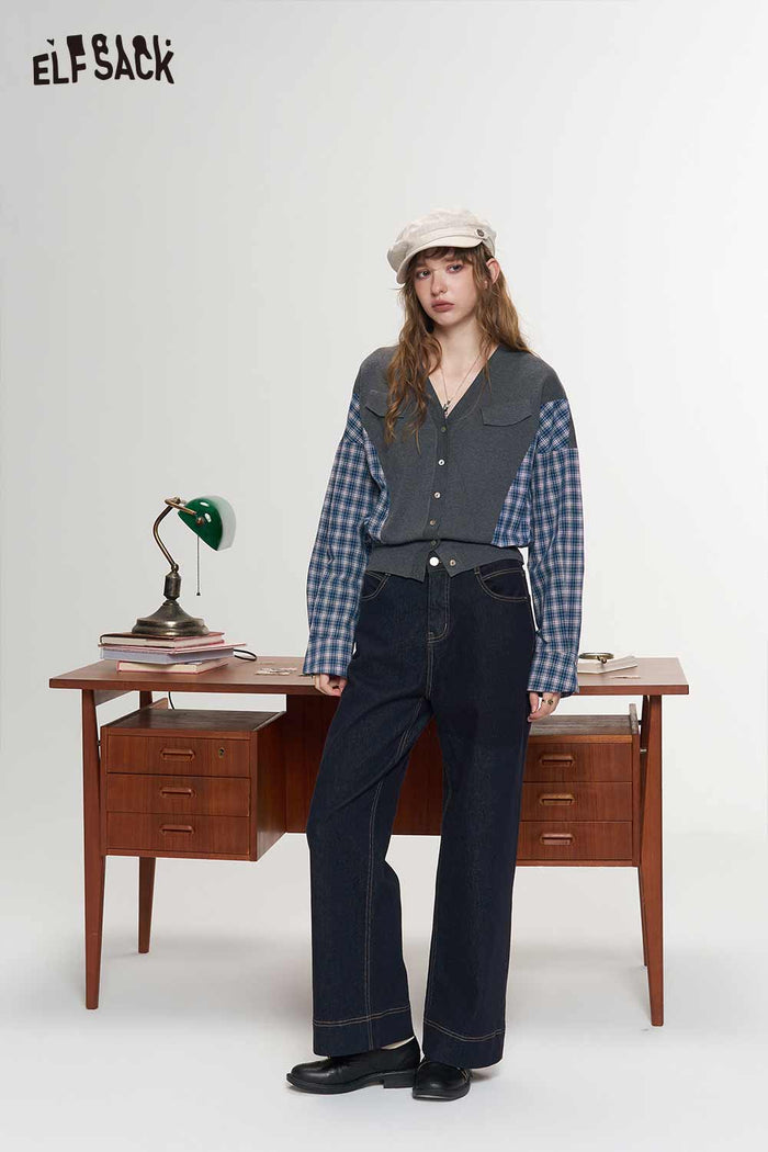 Dark Blue Straight Cigarette Jeans