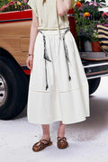 ELFSACK Detachable Tie Waist A-Line Skirt