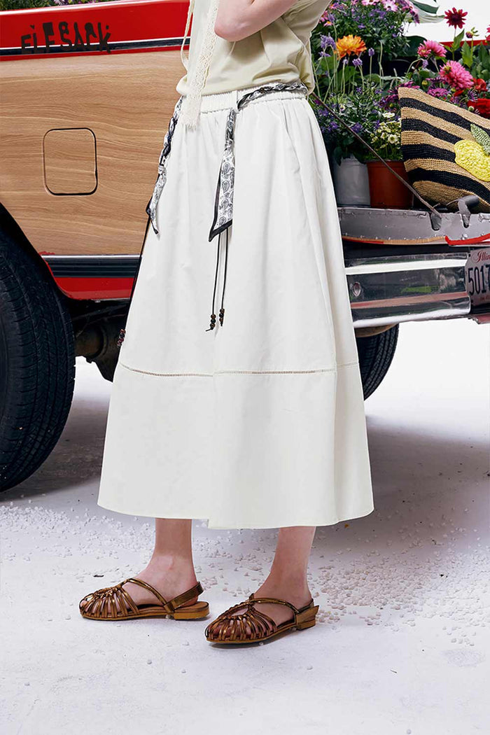 ELFSACK Detachable Tie Waist A-Line Skirt