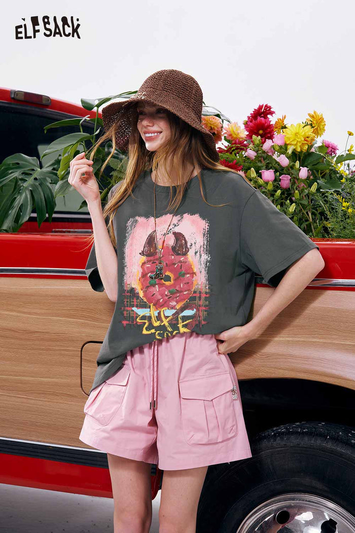 ELFSACK Devil Donut Graffiti Print Tee