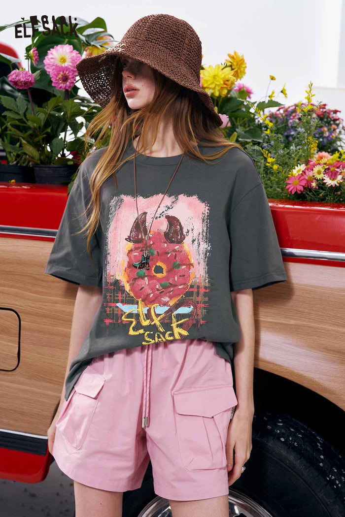 ELFSACK Devil Donut Graffiti Print Tee