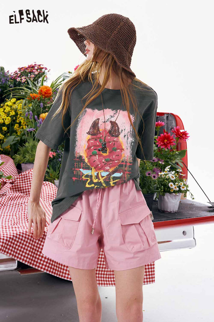ELFSACK Devil Donut Graffiti Print Tee