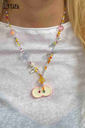 ELFSACK Dopamine Beaded Apple Pendant Fashion Sweet Collarbone Chain