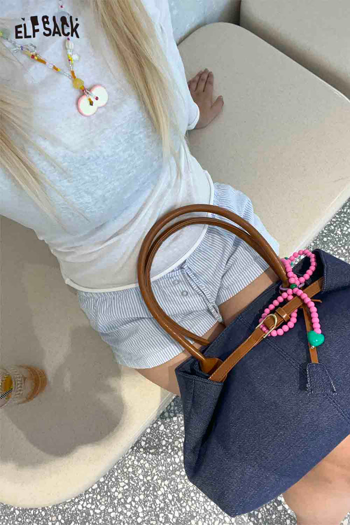 ELFSACK Dopamine Beaded Apple Pendant Fashion Sweet Collarbone Chain