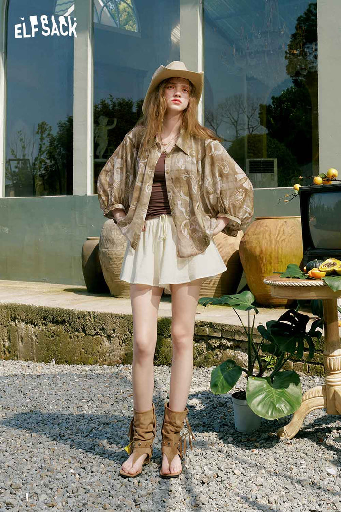 ELFSACK Drawstring Loose Flow Culotte Shorts