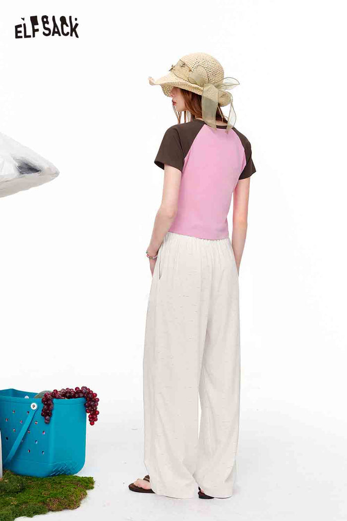 ELFSACK Drawstring Waist Loose Wide Leg Pants