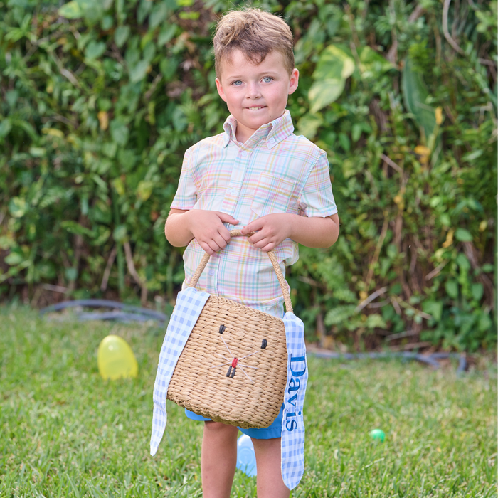 Easter Basket - Blue Gingham Bunny - Sugar Bee Clothing