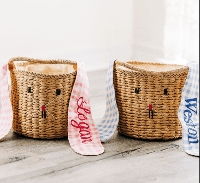 Easter Basket - Blue Gingham Bunny - Sugar Bee Clothing