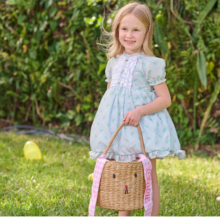 Easter Basket - Pink Gingham Bunny - Sugar Bee Clothing