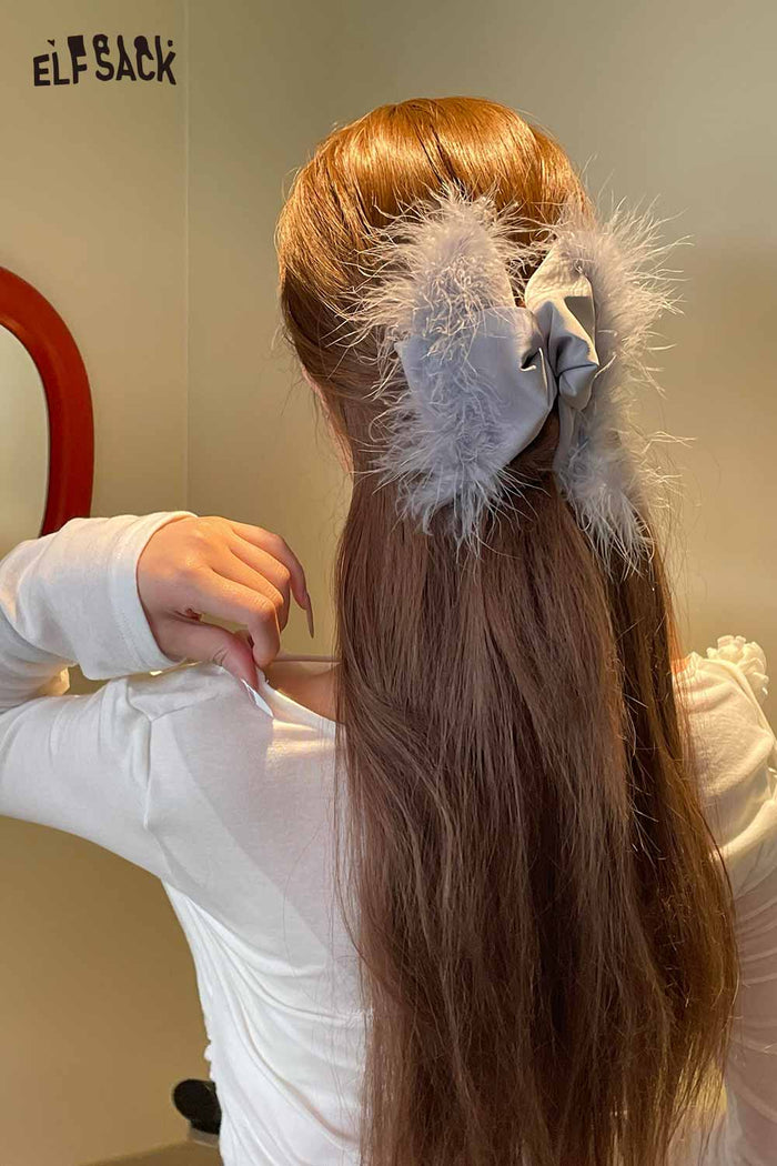 ELFSACK Elegant French Retro Feather Hair Claw Clip Versatile Temperament