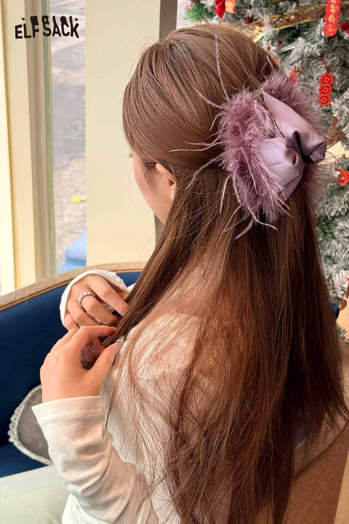 ELFSACK Elegant French Retro Feather Hair Claw Clip Versatile Temperament