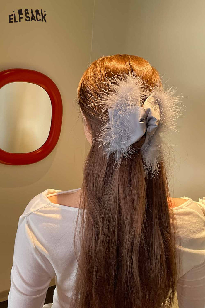 ELFSACK Elegant French Retro Feather Hair Claw Clip Versatile Temperament