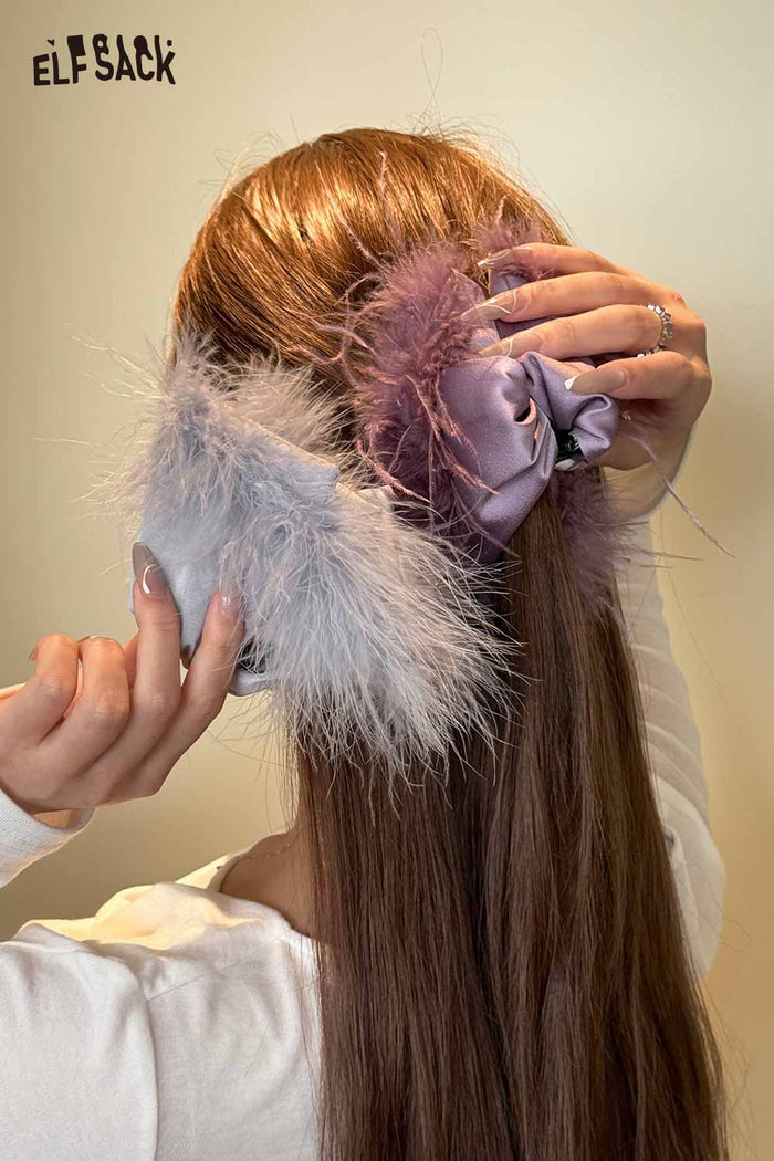 ELFSACK Elegant French Retro Feather Hair Claw Clip Versatile Temperament