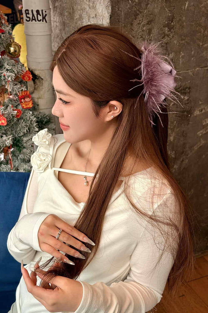 ELFSACK Elegant French Retro Feather Hair Claw Clip Versatile Temperament