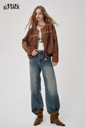 Embroidery Zip Up Cropped Jacket