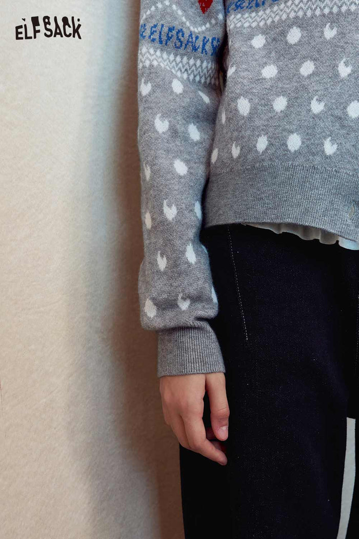 Fair Isle Strawberry Print Knit Cardigan
