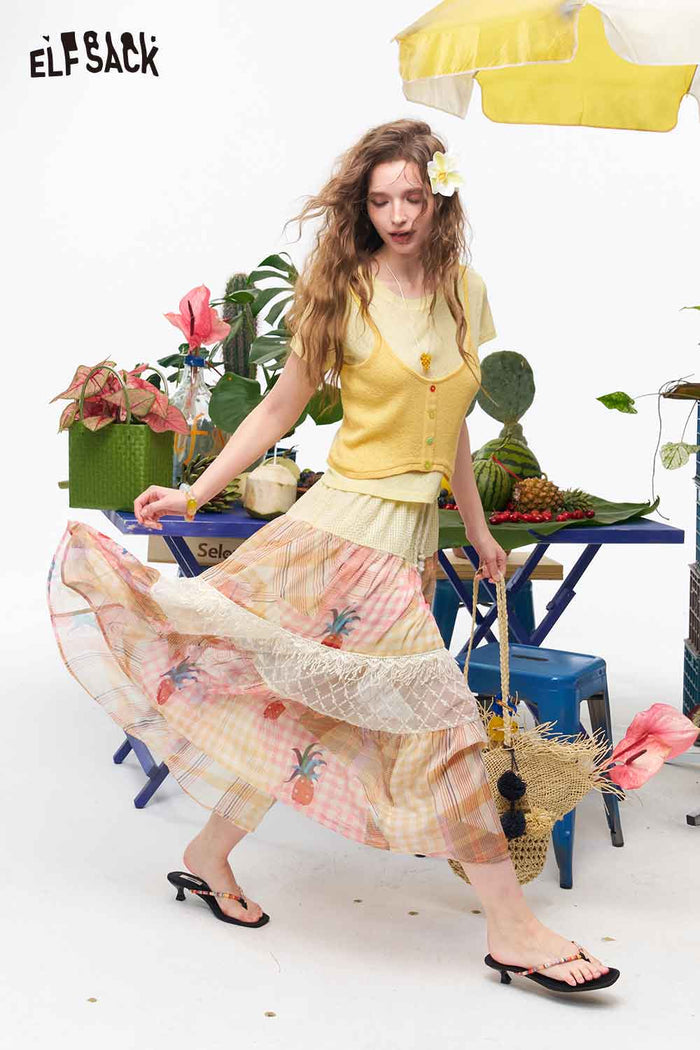 ELFSACK Fake Two Piece Button Layered Tee