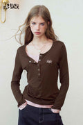 Fake Two-Piece Contrast Long Sleeve Tee