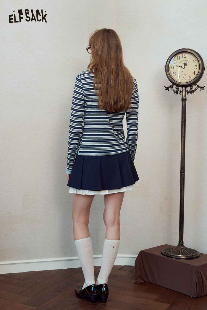 Fake Two-Piece Contrast Long Sleeve Tee