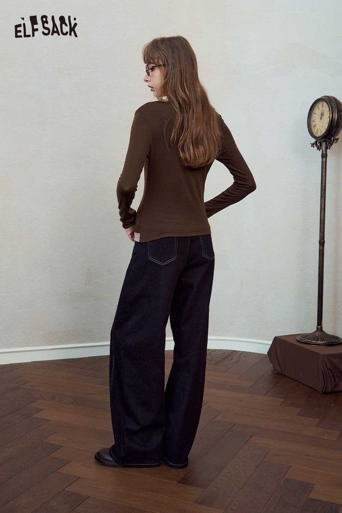 Fake Two-Piece Contrast Long Sleeve Tee