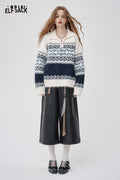 ELFSACK Faux-leather High-waisted Wide-leg Trousers