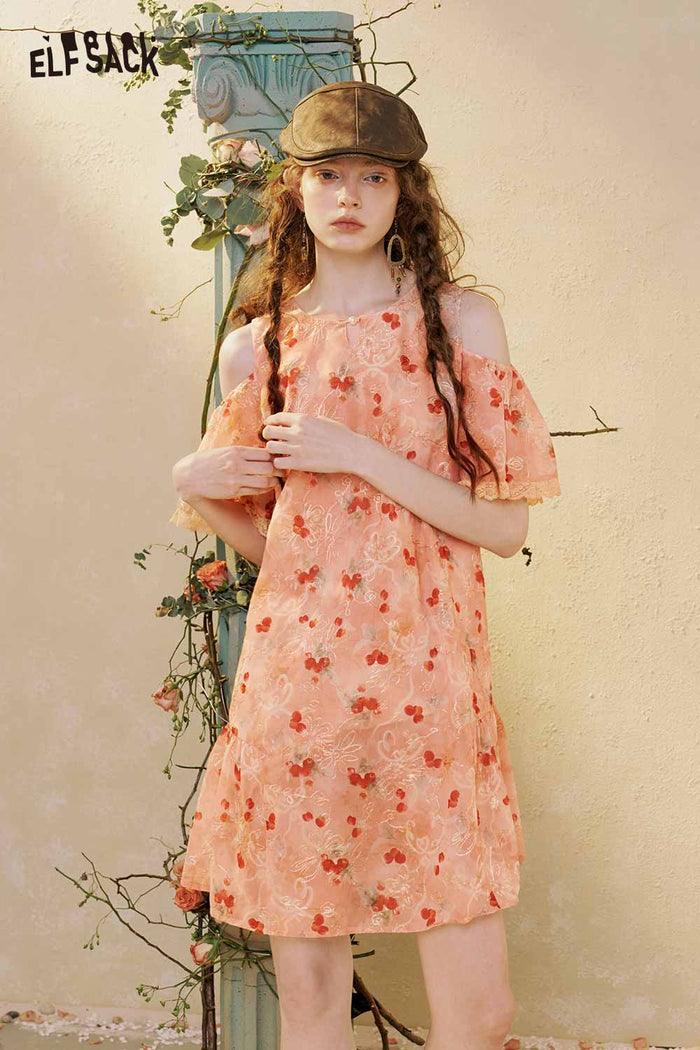 Floral Cold Shoulder Mini Dress