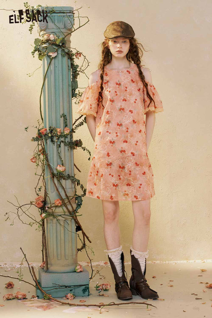 Floral Cold Shoulder Mini Dress