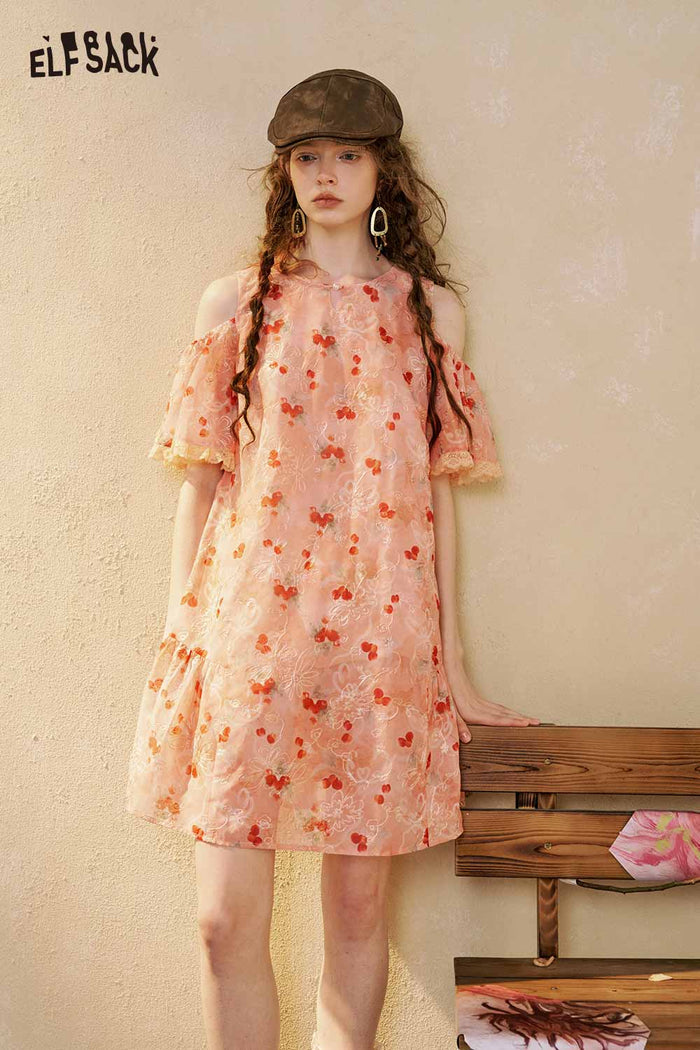 Floral Cold Shoulder Mini Dress