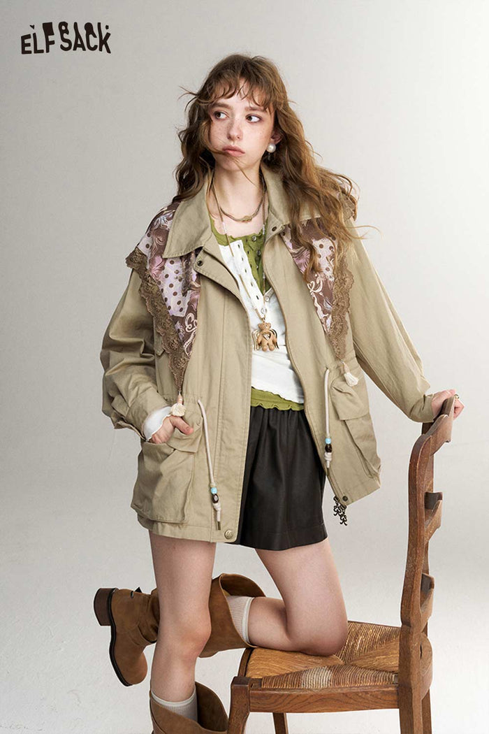 Floral Fruit Print Casual Jacket