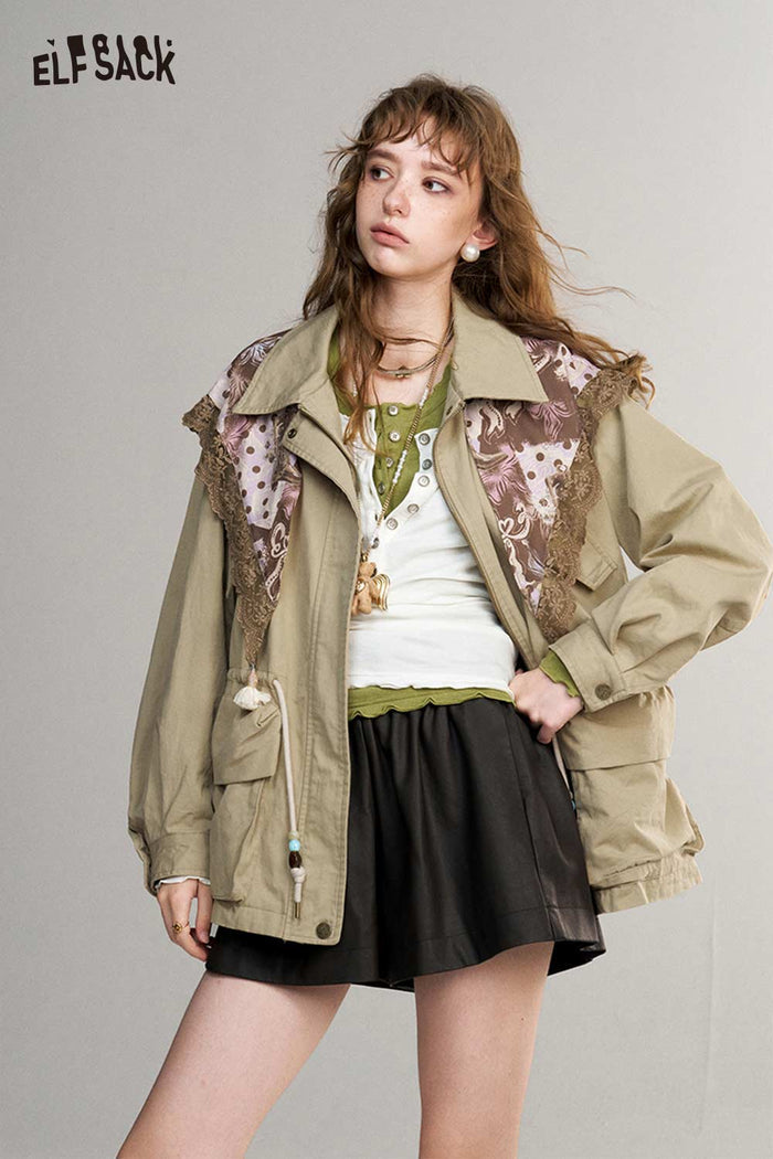 Floral Fruit Print Casual Jacket