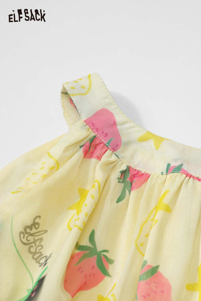 ELFSACK Floral Off Shoulder Halter Chiffon Tiered Resort Dress