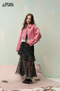 ELFSACK Floral Print Skirt with Layered Ruffled Hem
