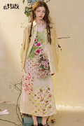 ELFSACK Floral Slip Dress Lace Shirt Set
