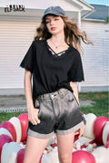 ELFSACK Frayed Short Sleeve Summer Tee