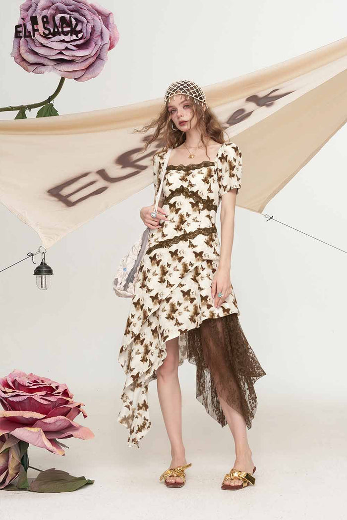 ELFSACK French-Style Lace Dress with Bow