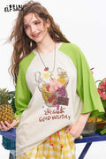 ELFSACK Fruit Print Raglan 3/4 Sleeve Tee