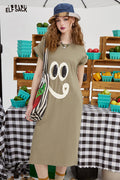 ELFSACK Fun Smiley Face Graphic Tshirt Dress