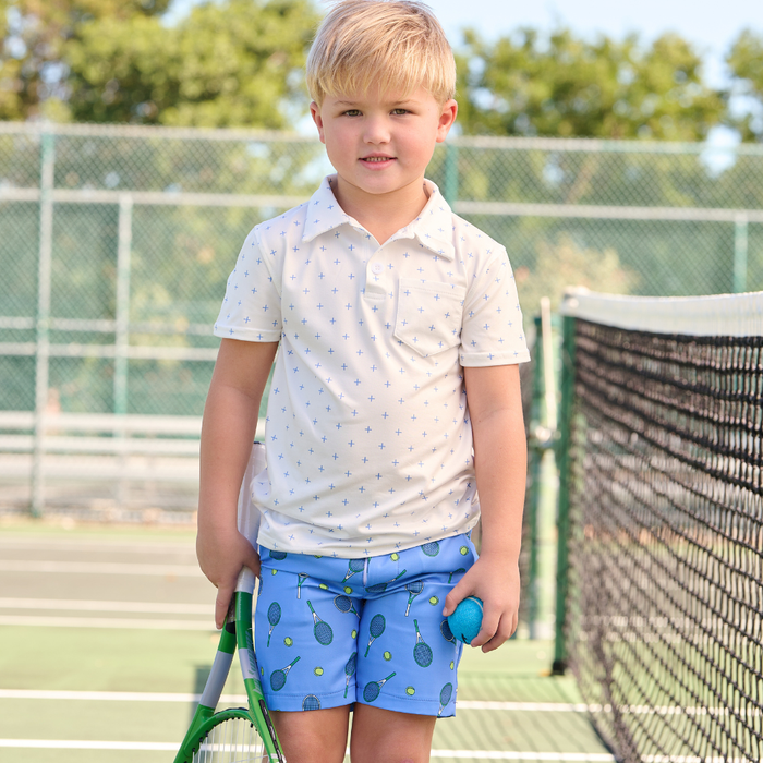 Golf Shorts - French Blue Tennis - Sugar Bee Clothing