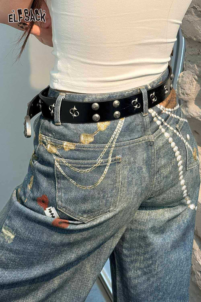 ELFSACK Gothic Star Studded Leather Belt