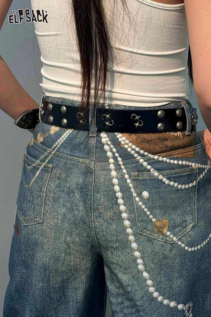 ELFSACK Gothic Star Studded Leather Belt