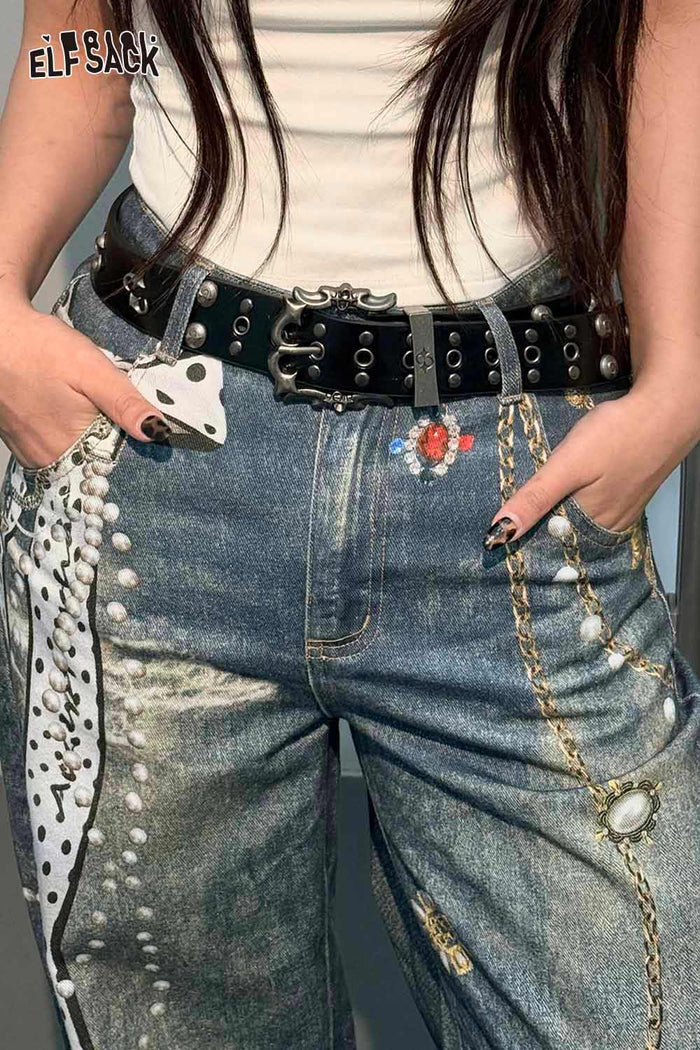 ELFSACK Gothic Star Studded Leather Belt