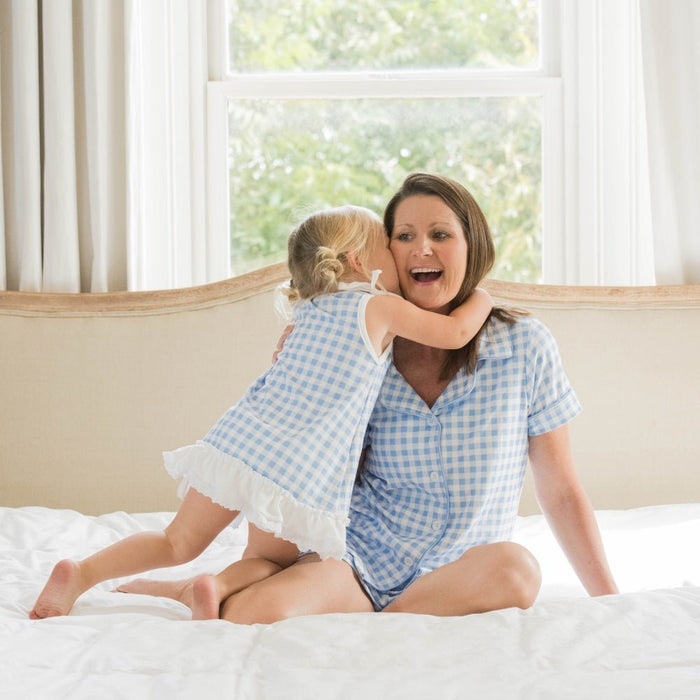 Gown with Bloomers - Blue Gingham - Sugar Bee Clothing