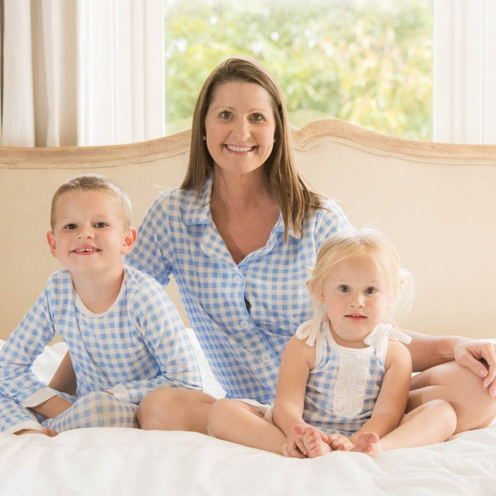 Gown with Bloomers - Blue Gingham - Sugar Bee Clothing