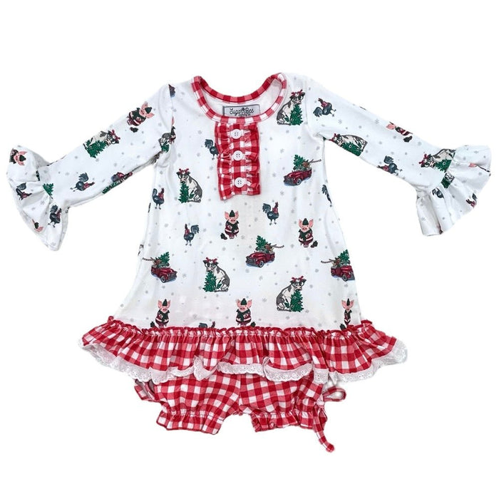 Gown with Bloomers - Christmas on the Farm Holiday Lounge - Sugar Bee Clothing