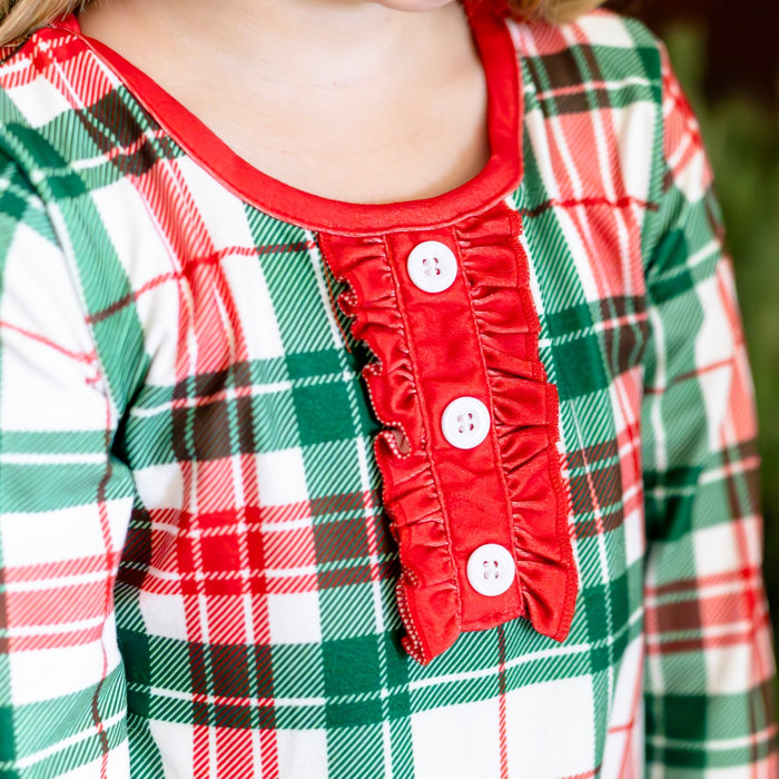 Gown with Bloomers - Christmas Plaid Holiday Lounge - Sugar Bee Clothing