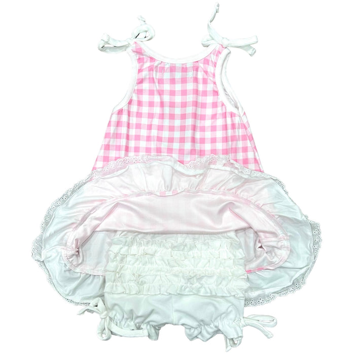 Gown with Bloomers - Pink Gingham - Sugar Bee Clothing